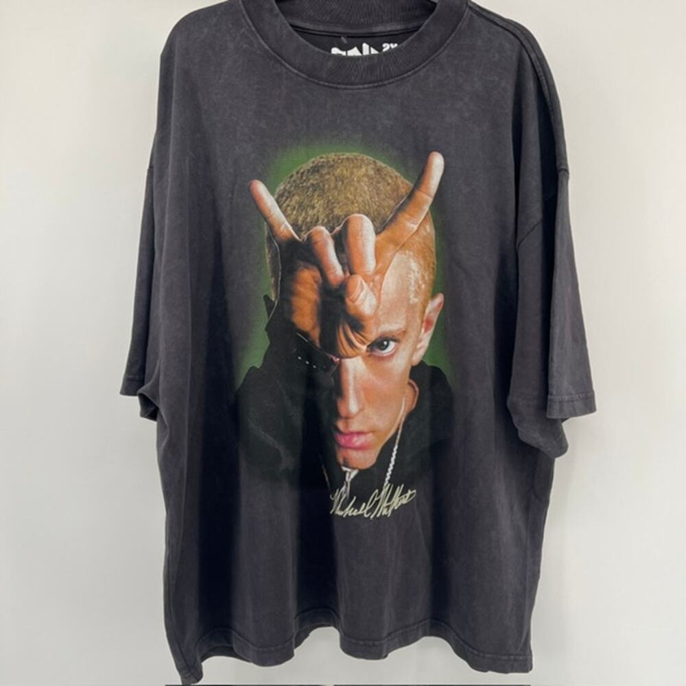 Play Nice Studios Eminem Marshall Mathers Big Face Graph T Shirt Adult 2X Black